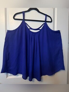 Torrid 4X Royal Blue Pleated Front, Criss-Cross Backing Top